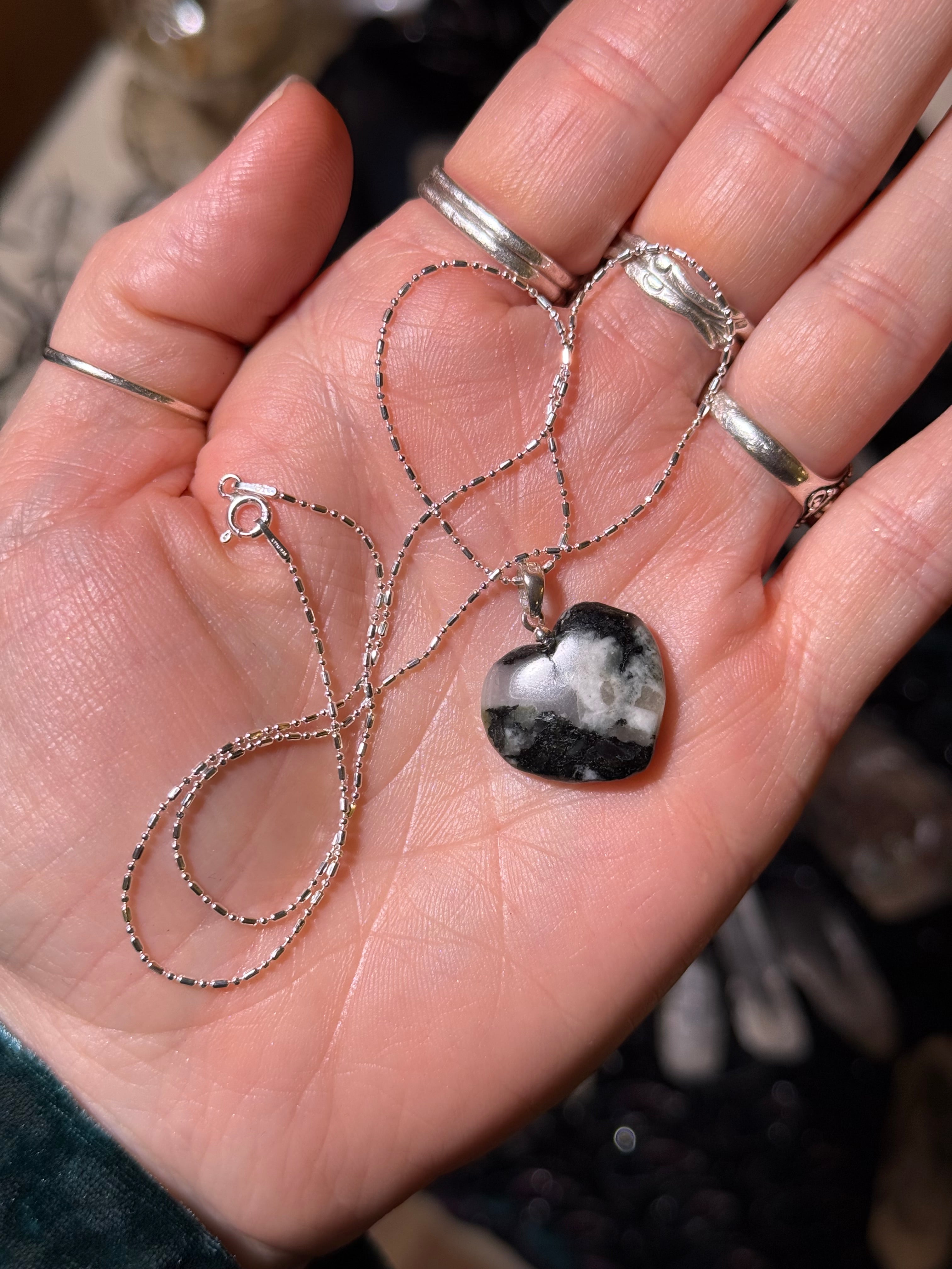 Impactite heart pendant