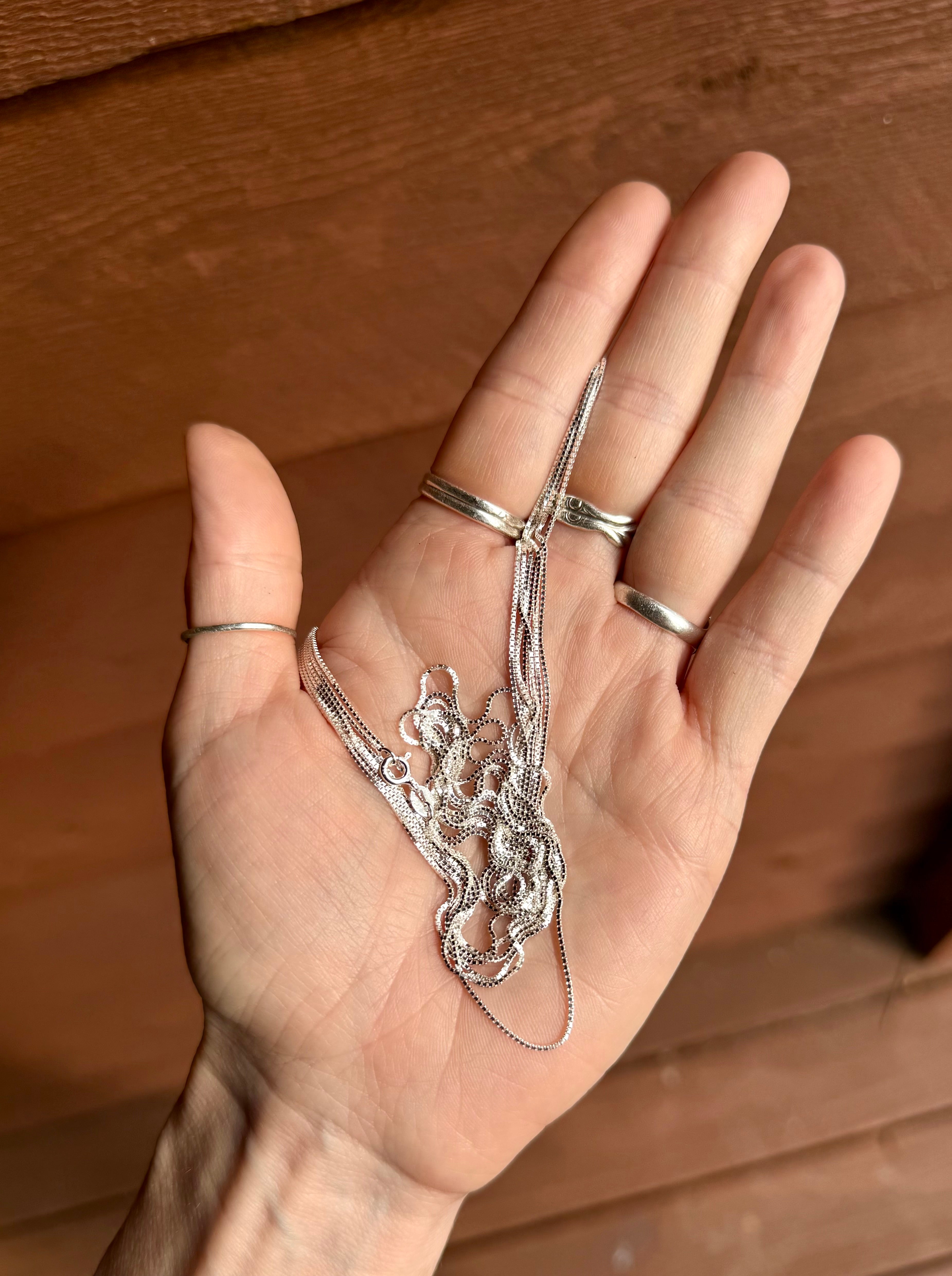 .925 sterling silver box chain 18" V15