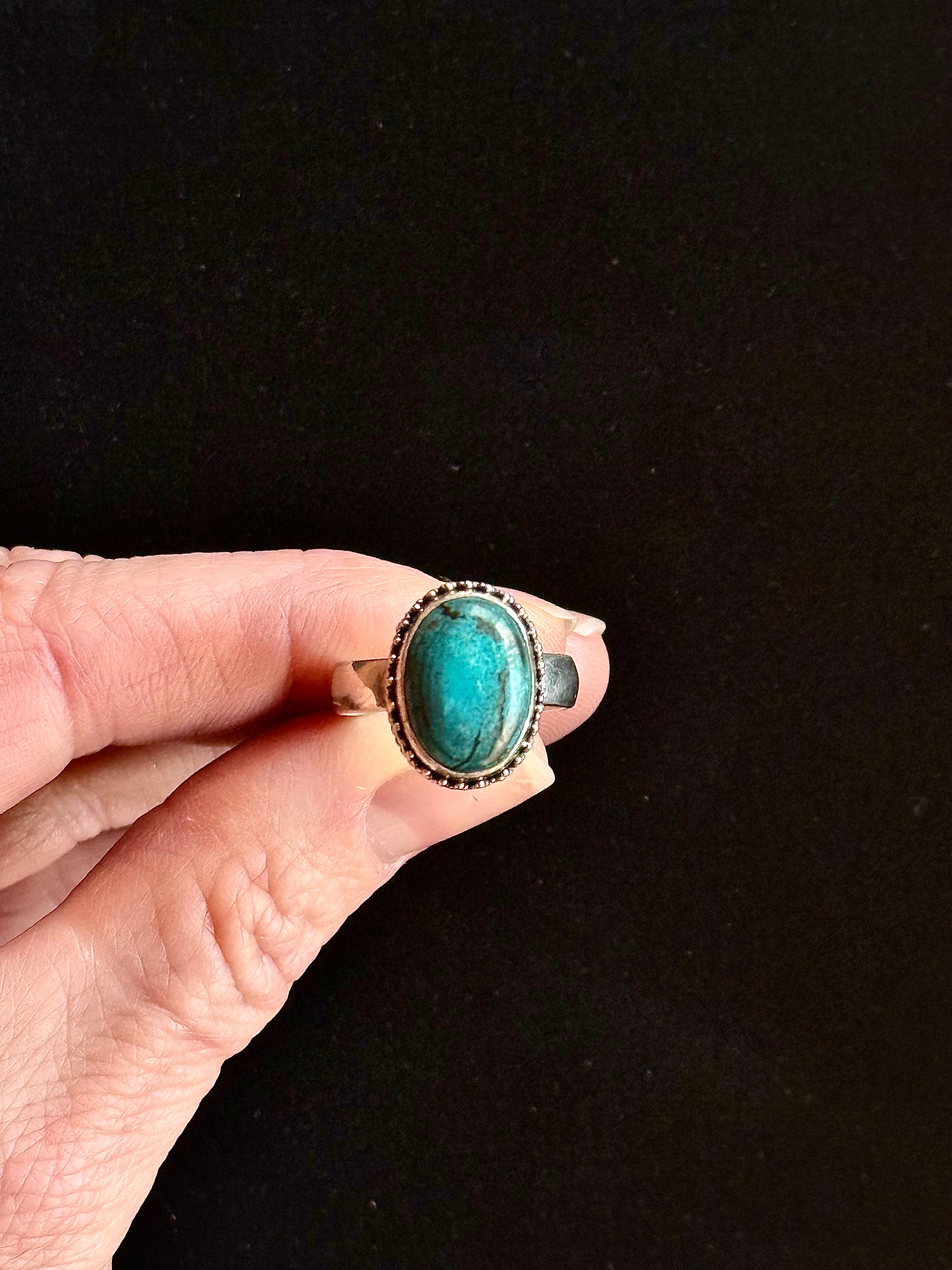 Antique-style Filligree Turquoise Sterling Silver Ring